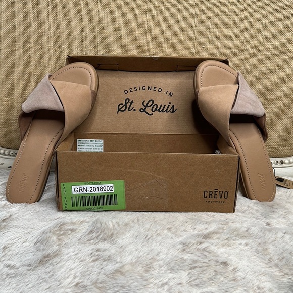 Crevo | Emery Blush Leather Slip On Slide Sandal, Size 11 NIB - Picture 3 of 16